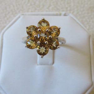 Sterling Citrine Flower Ring